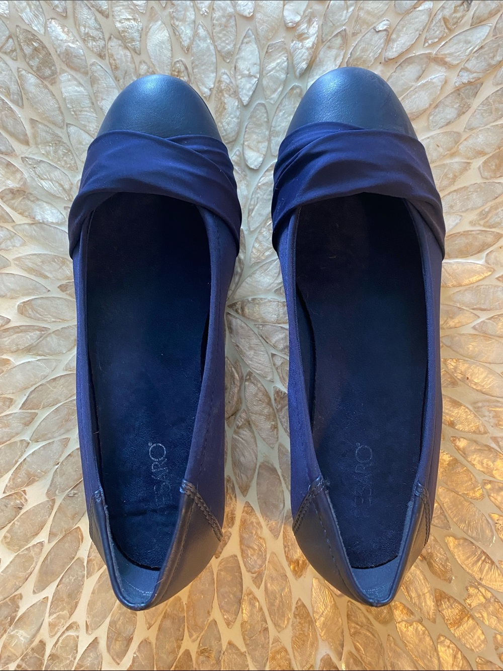 Pesaro Navy Twisted Cap-Toe Ballet Flats